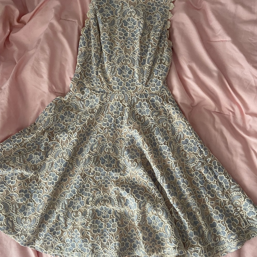 Jodi Kristopher Blue and Cream Sequin Sundress